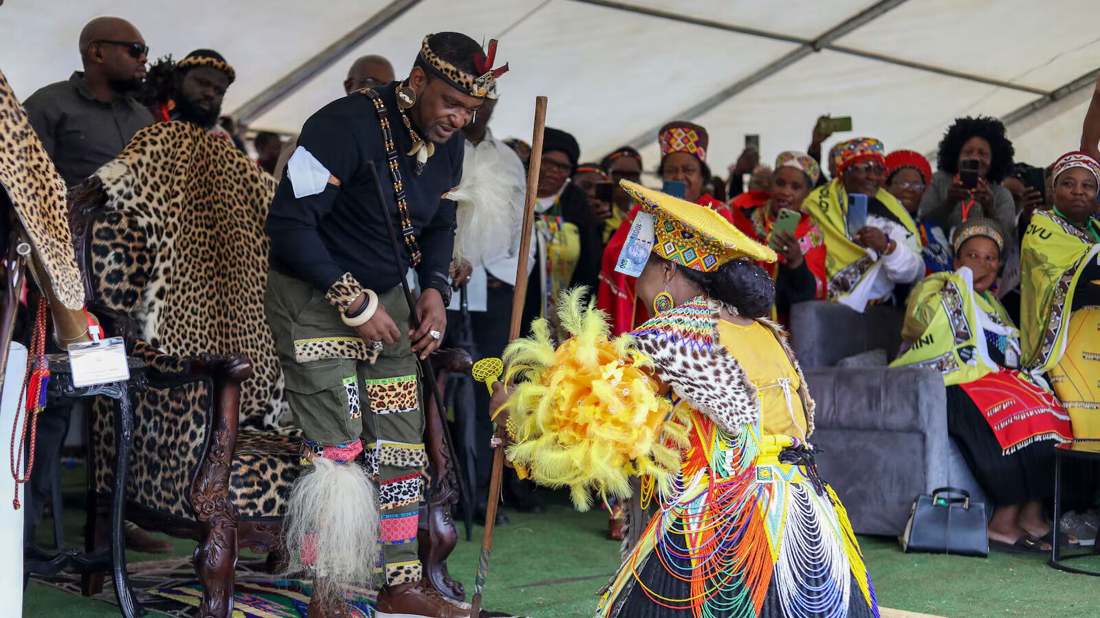 King Misuzulu kaZwelithini and Queen Nomzamo kaMyeni during the pre-wedding ceremony.
