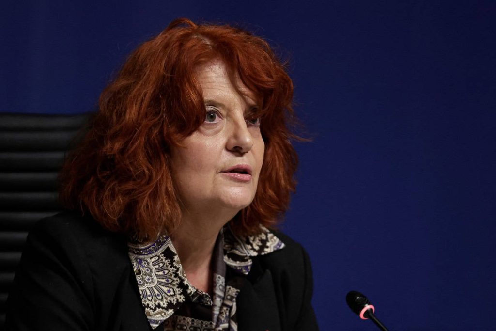 Paris State Prosecutor Laure Beccuau hosts a press conference. She is joined by representatives of the French police’s anti-gang unit BRB (Brigade de Repression du Banditisme). It also includes the Central Office for Combating Trafficking in Cultural Property (OCBC). They discuss the opening of a judicial investigation into the Louvre museum jewelry heist, in Paris on October 29, 2025.