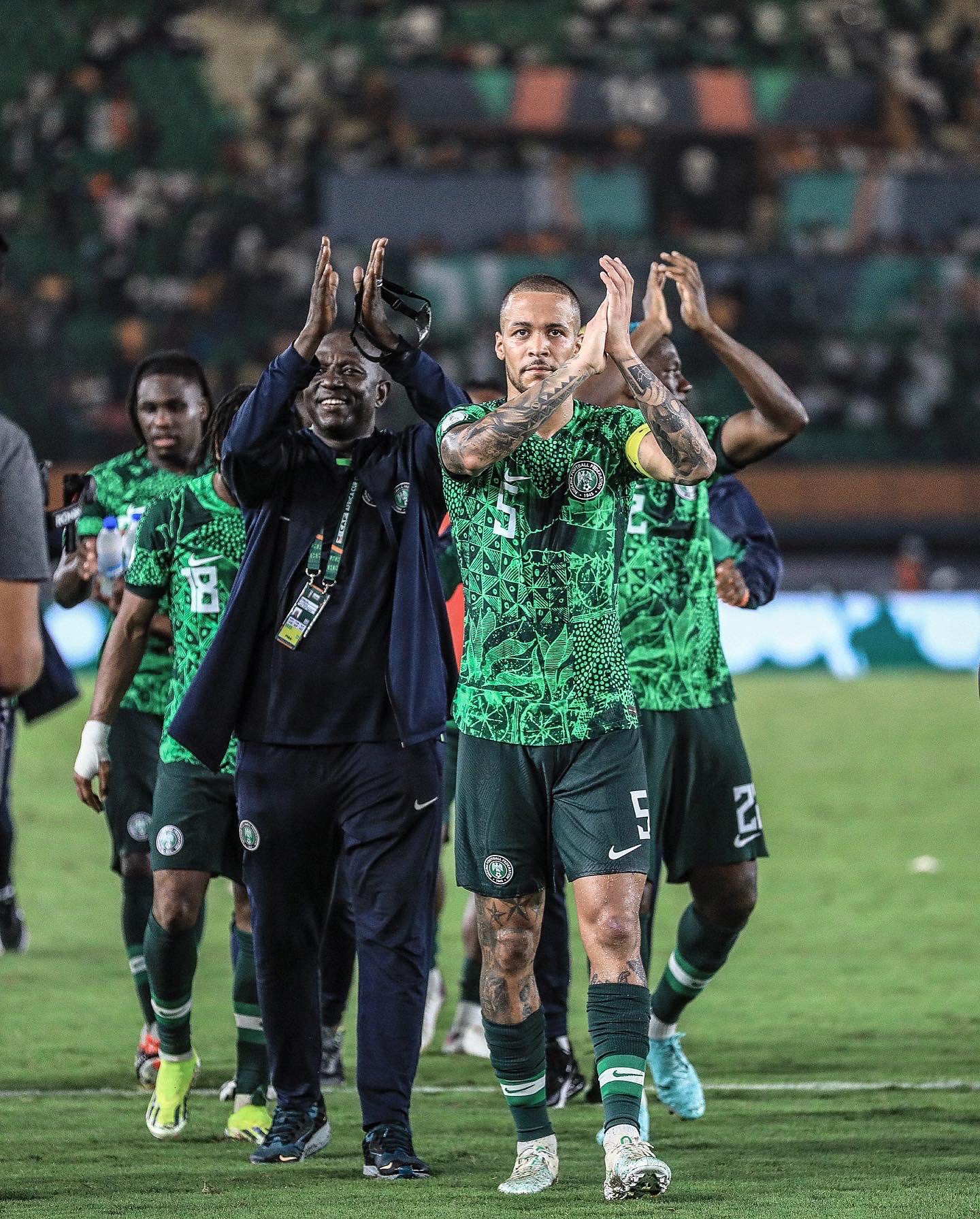 Nigeria national squad applauding the support.