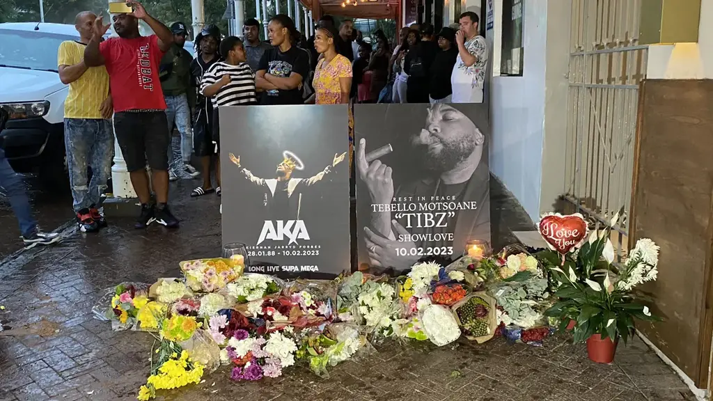 Fans fashion a shrine for Kiernan 'AKA' Forbes and Tebello 'Tibz' Motsoane.