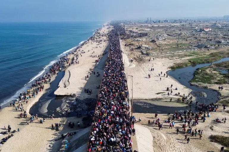 A communal iftar meal in Gaza City, highlighting community efforts to come together in adversity.