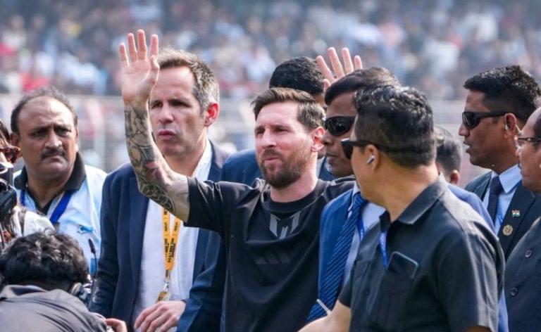 Fans riot at Kolkata's Salt Lake stadium during Lionel Messi's brief appearance